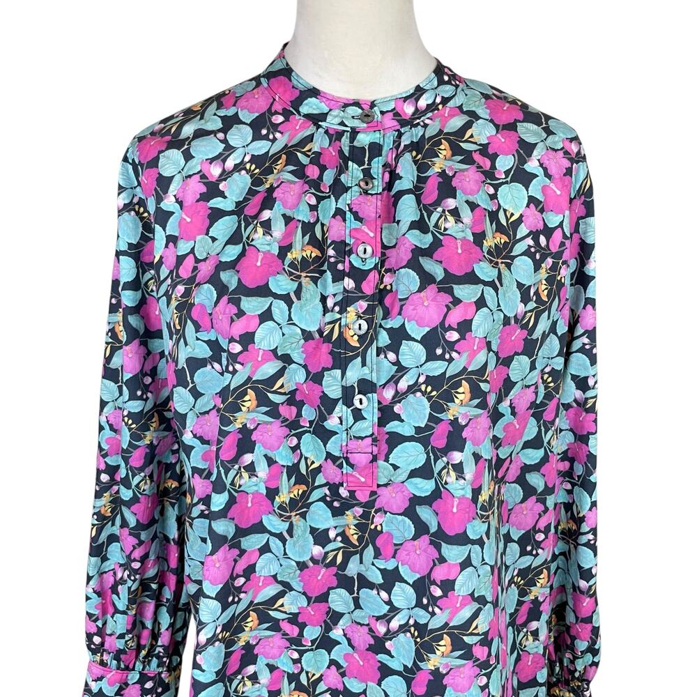 Roller Rabbit Manusa Glenda Colorful Floral Long Sleeve Cotton Popover Top - Picture 5 of 14